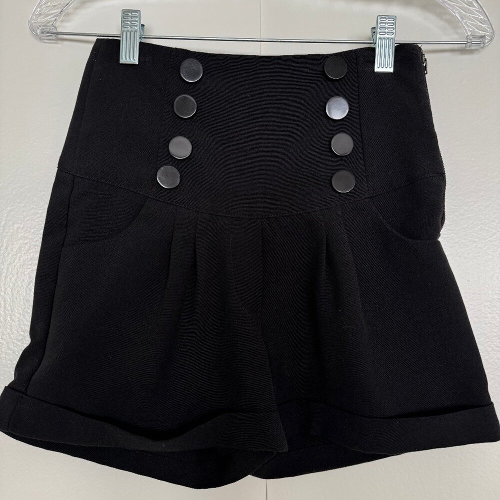 Bettie Page High-Waist Black Sailor Shorts